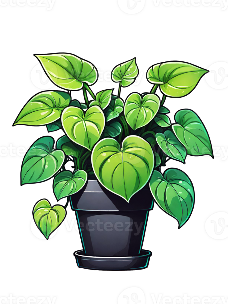 AI generated Illustration of a pothos plant in a pot on a transparent background png