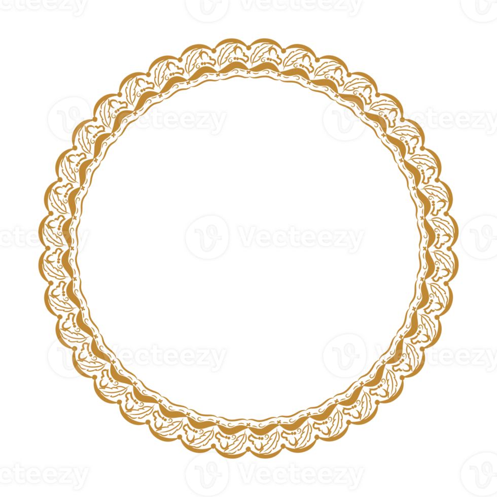 golden round frame on transparent background png
