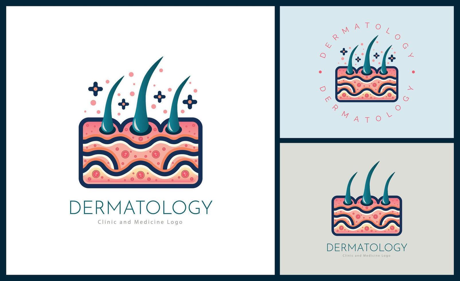 Dermatology skin care clinic and medicine logo template design for brand or company and other vector