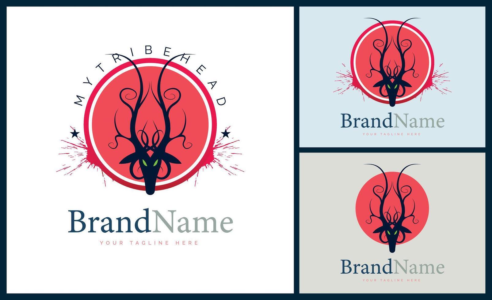 deer head tribe style logo template design vector for brand or company and other