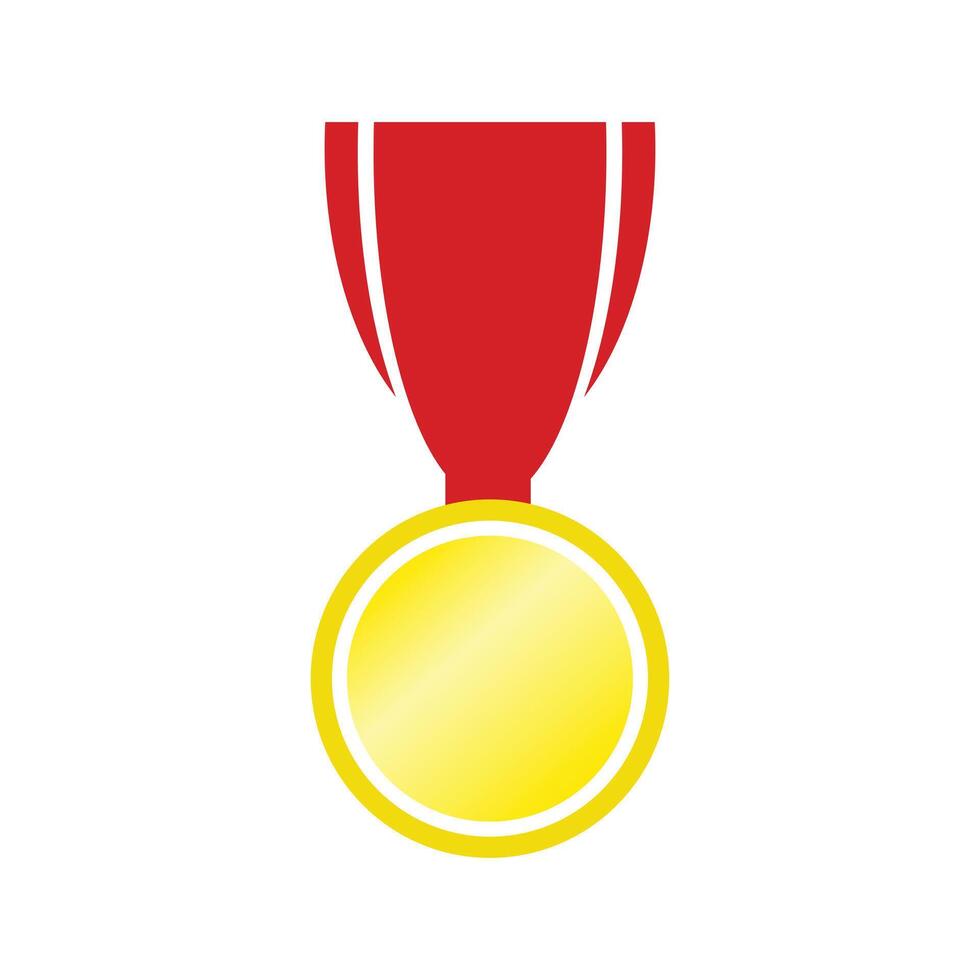 Gold medal icon on white background. Flat style. Vector illustration.  Gold medal design element, symbol of victory. First place, the winner, the best.