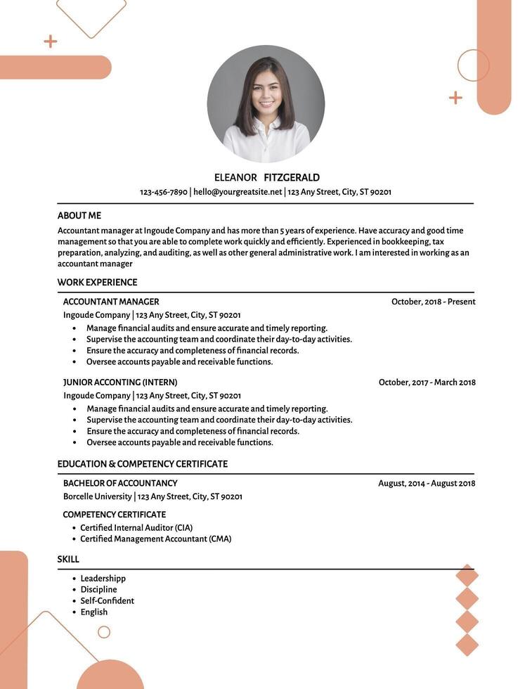 Peach Fuzz Simple Accontant Resume template