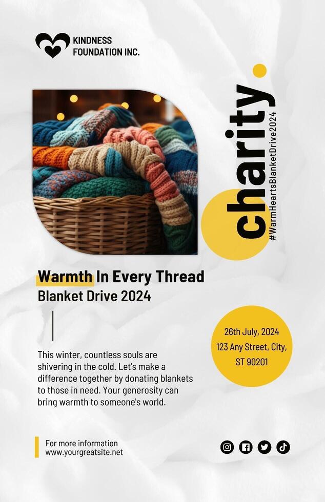 Black Yellow Minimalist Blanket Drive Charity Poster 37493160 Template