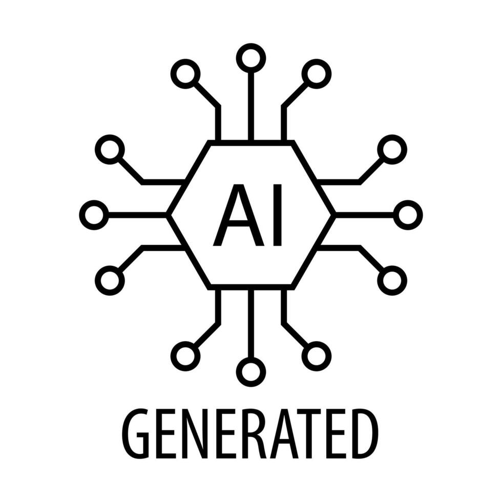 Artificial intelligence generated icon vector AI sign for graphic design, logo, website, social media, mobile app, UI illustration.