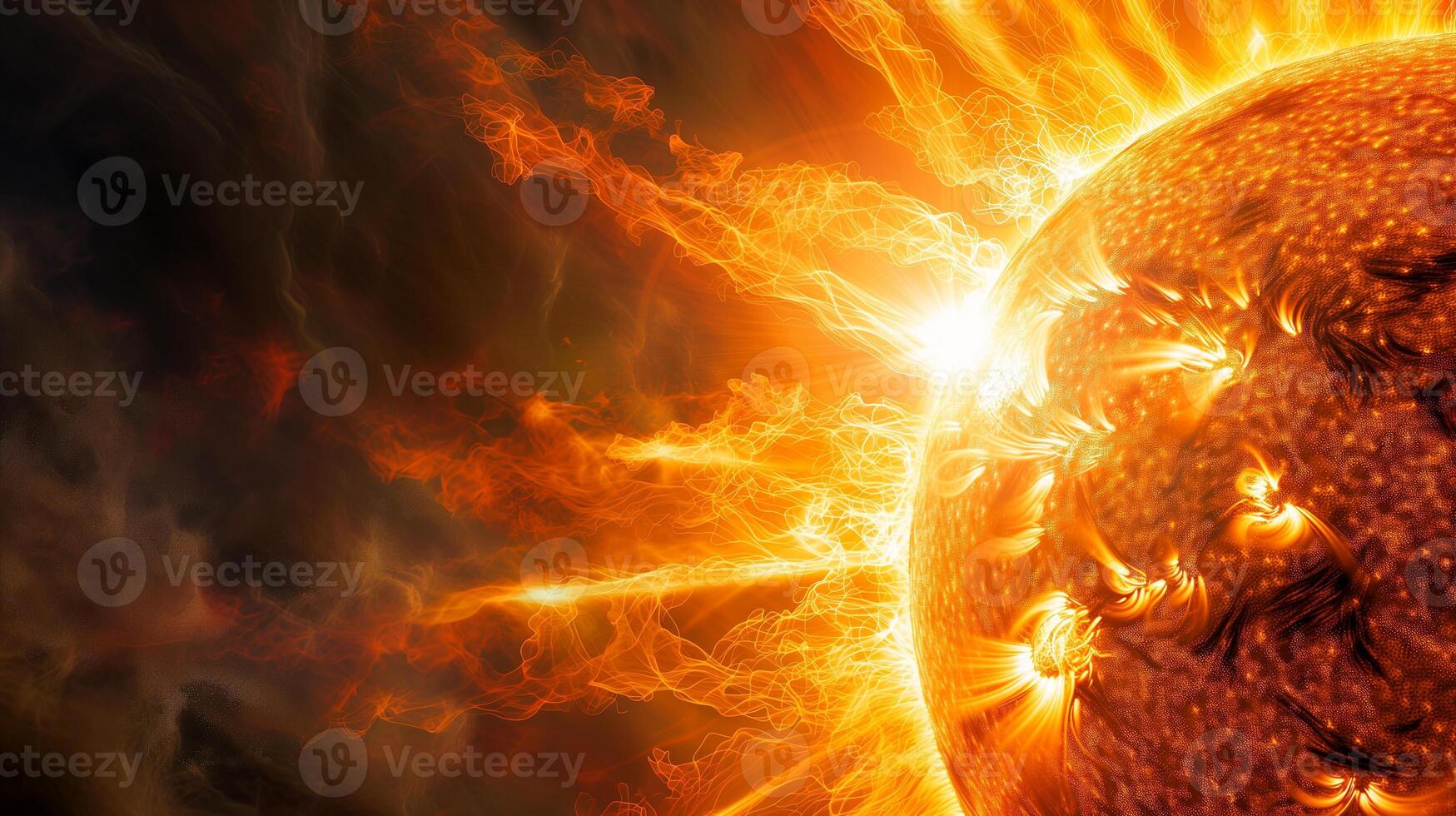 AI generated Sun, Global warming, Magnetic storm on the sun, Ai generated. photo