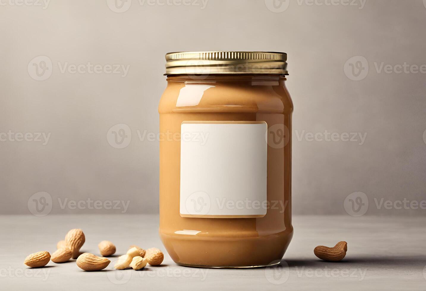 AI generated glass jar of peanut butter photo