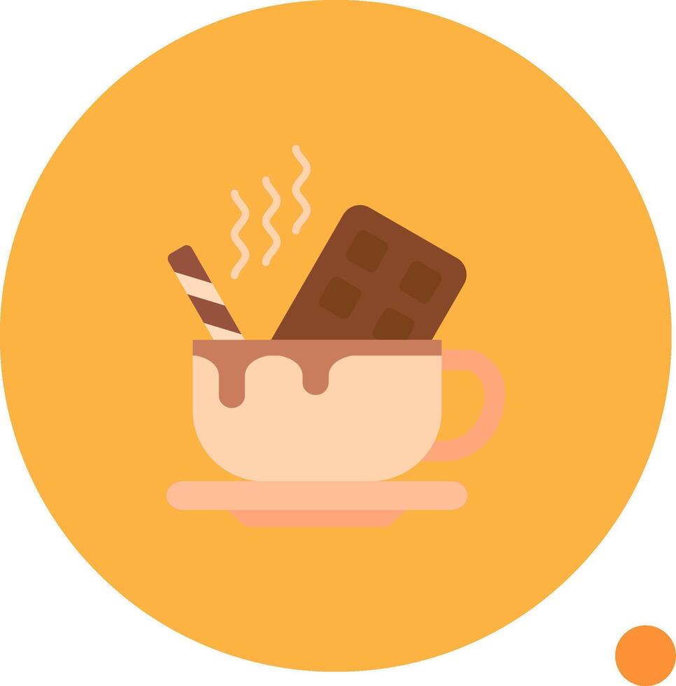 caliente chocolate largo circulo icono vector