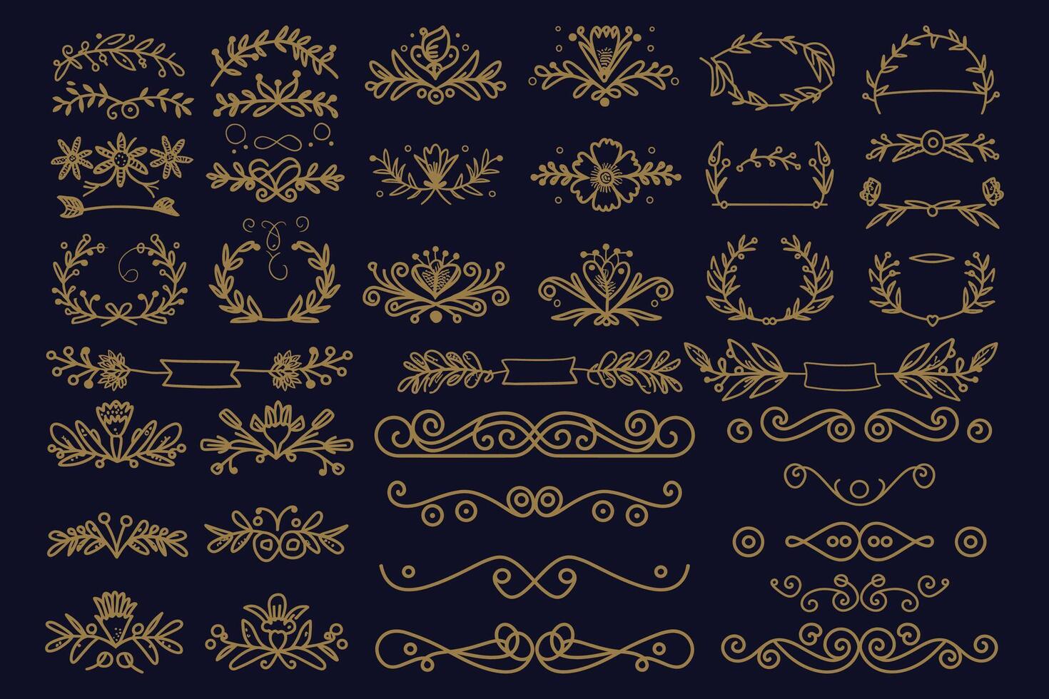 Vector modern wedding crest logo design with laurels and gold glitter