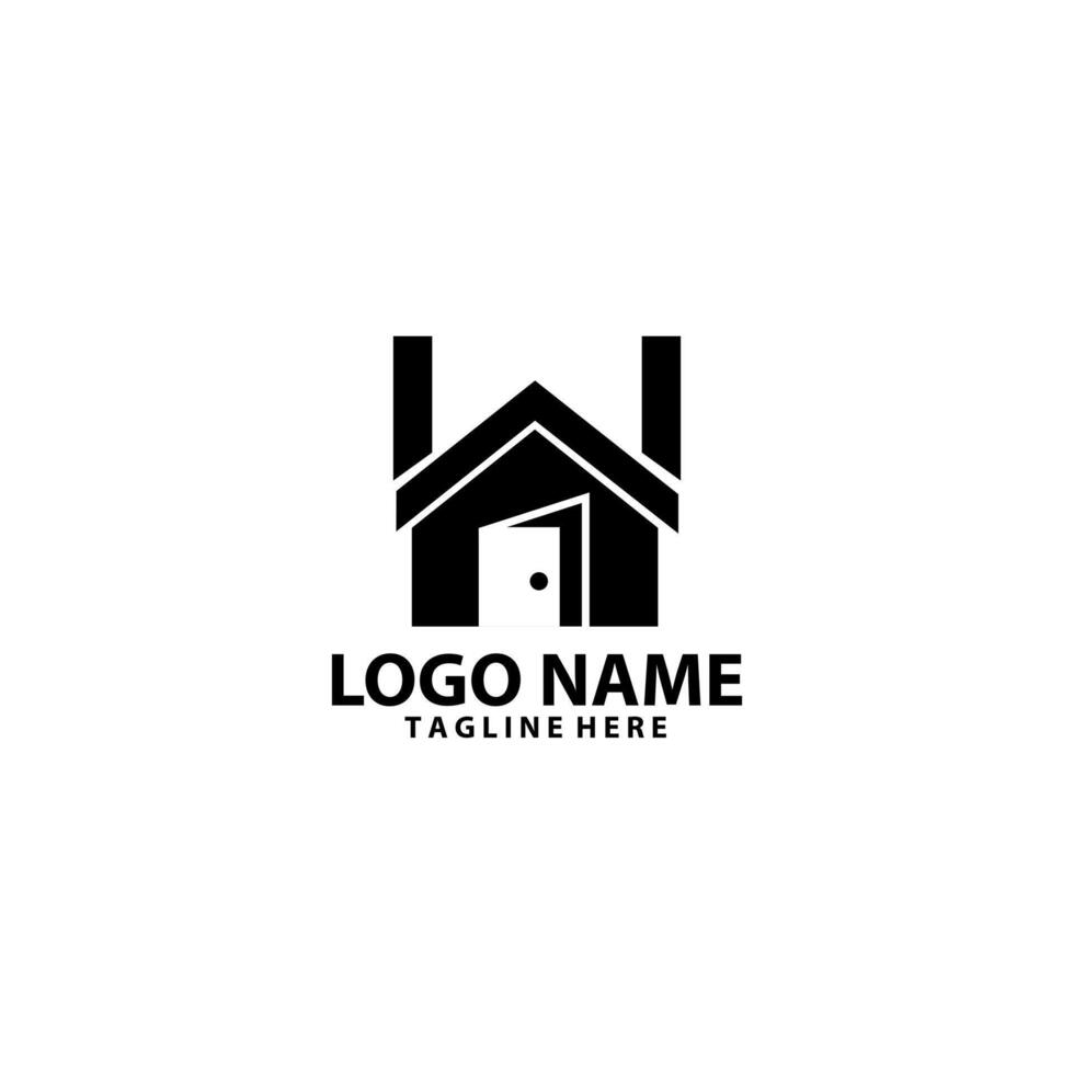 initial W home simple logo design vector