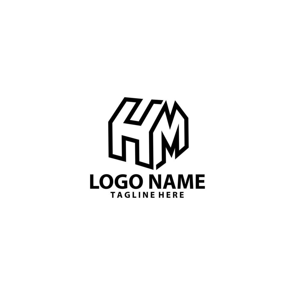 initial HM modern logo design vector