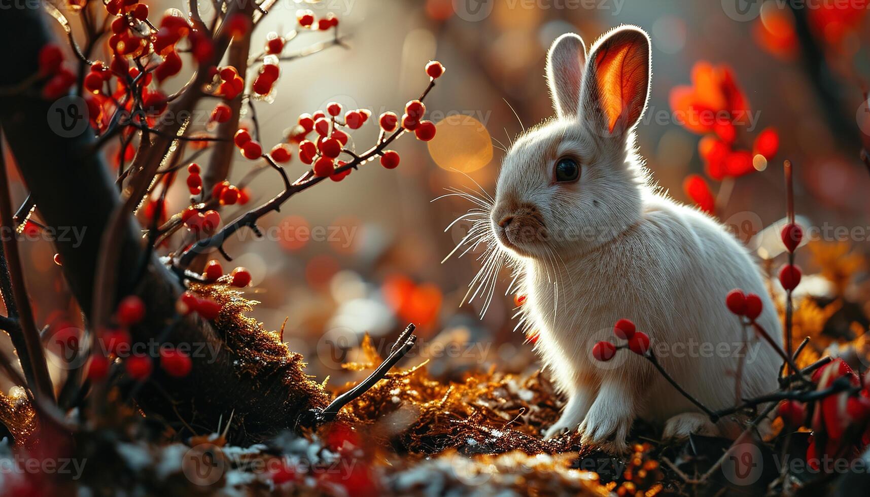 AI generated Cute Chinese Rabbit, Lunar New Year decor, festive animal, decorative frames, traditional Chinese decorations, New Year celebration, holiday ornament, cultural festival, rabbit photo
