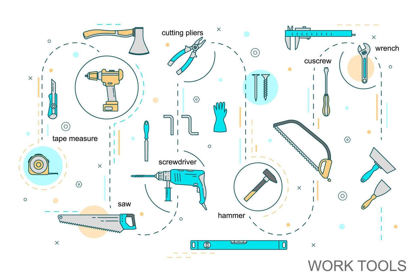 hogar reparar herramienta concepto contorno lineal estilo. vector