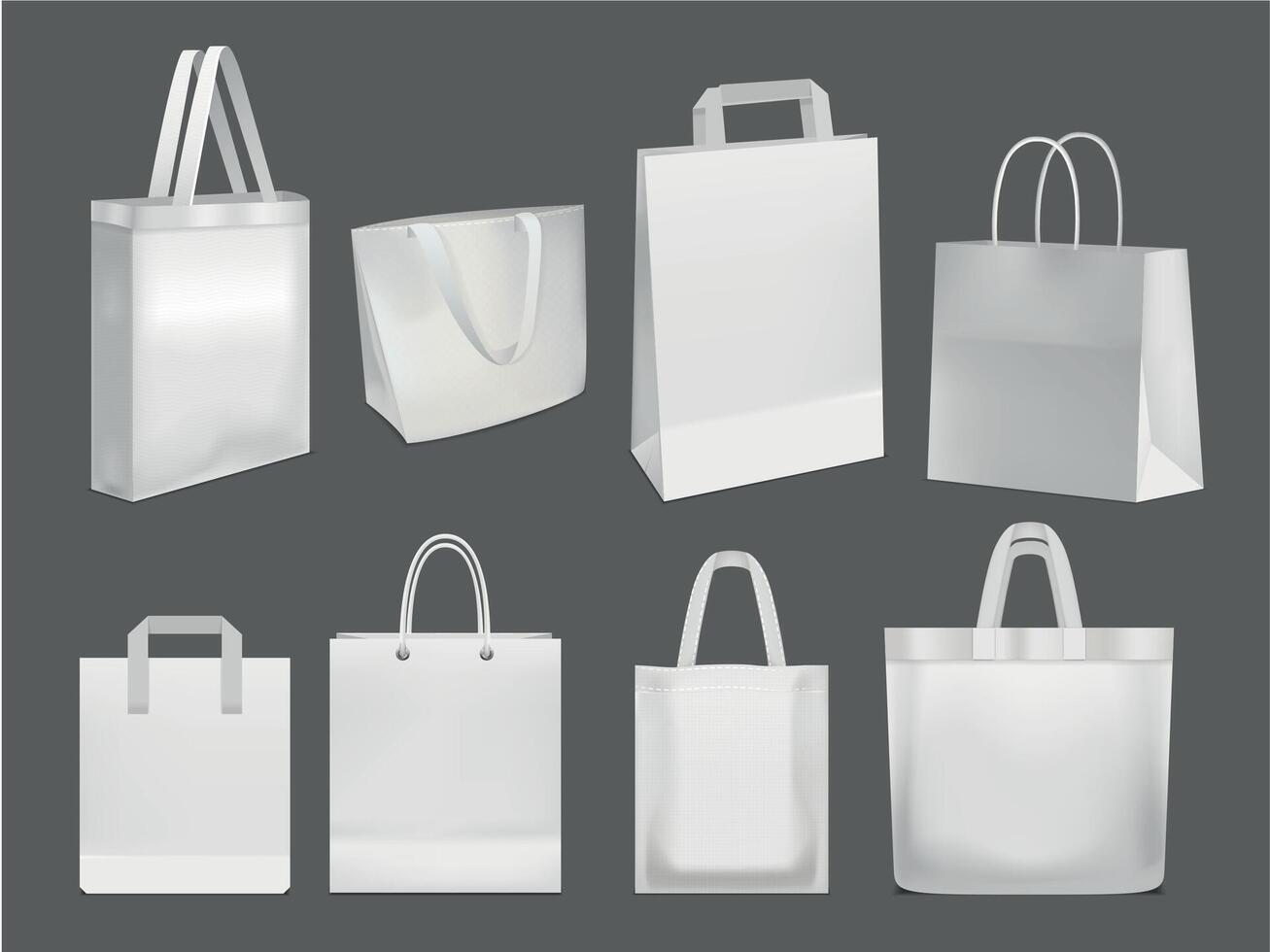 Realistic Detailed 3d Shopping Bags Set. Vector