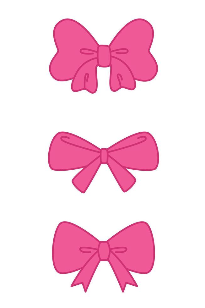 Pink bow and ribbon cartoon for element, gift, valentine and decoration vector