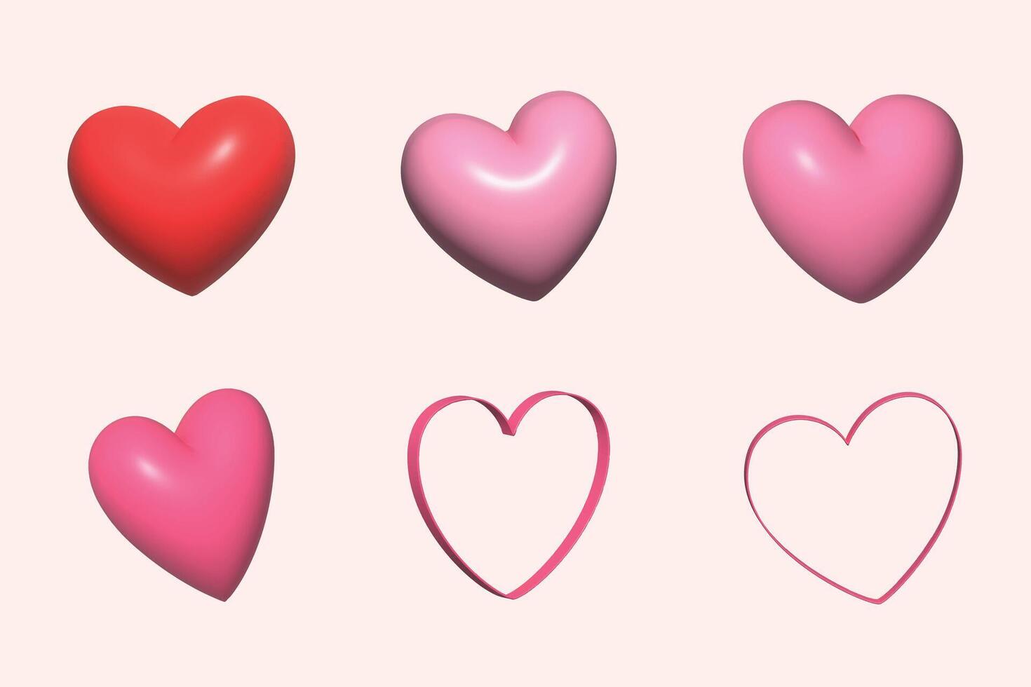 Heart 3D cartoon for valentine and love. Vector illustration