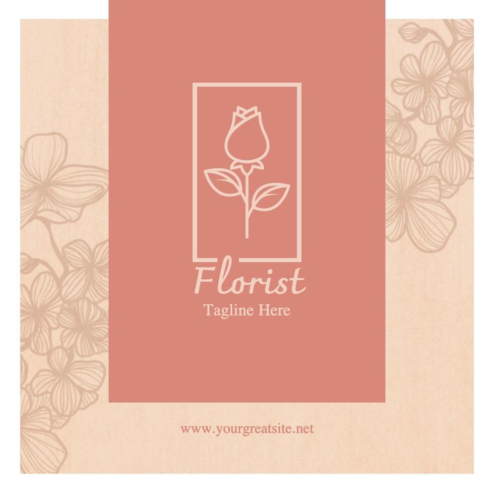 Peach Fuzz Square Florist Business Card template