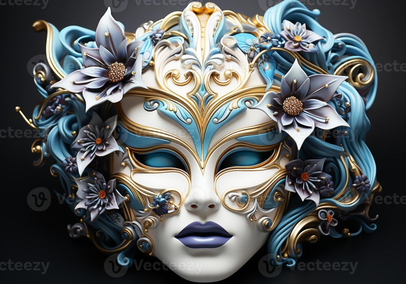 AI generated Venetian carnival mask. Tradition and glamour photo