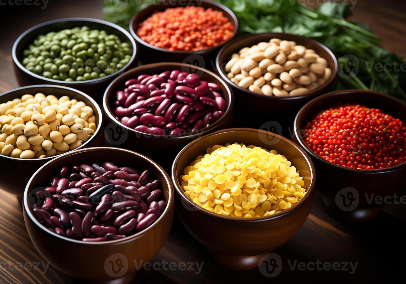 AI generated Dried beans and vegetables for cooking. Healthy food. photo