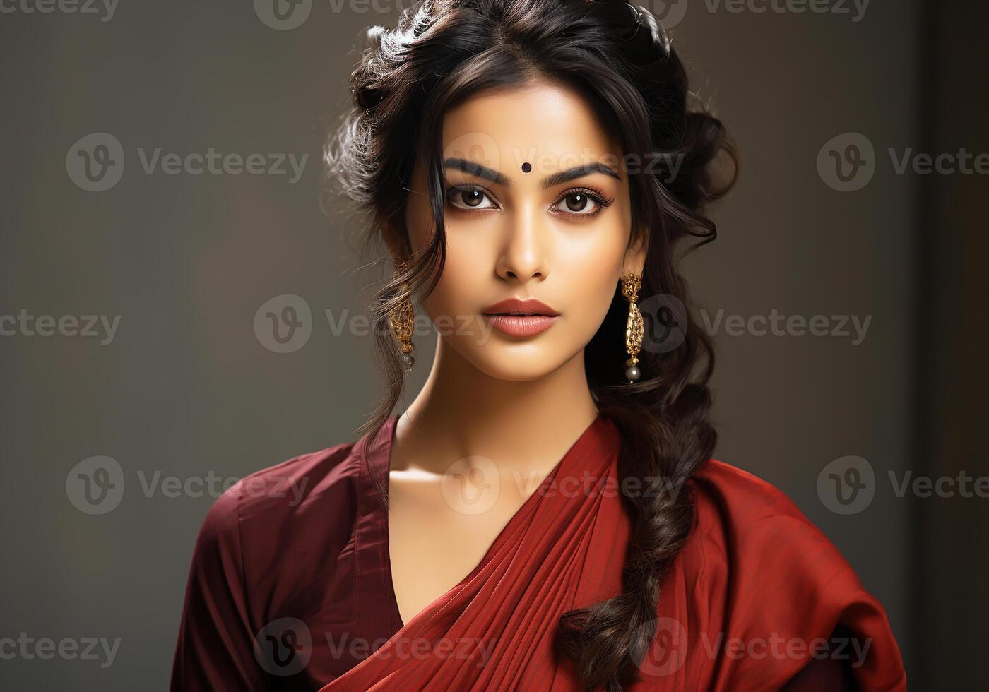 AI generated Beautiful Indian woman in traditional saree. Woman's Day. Tradition and culture. photo
