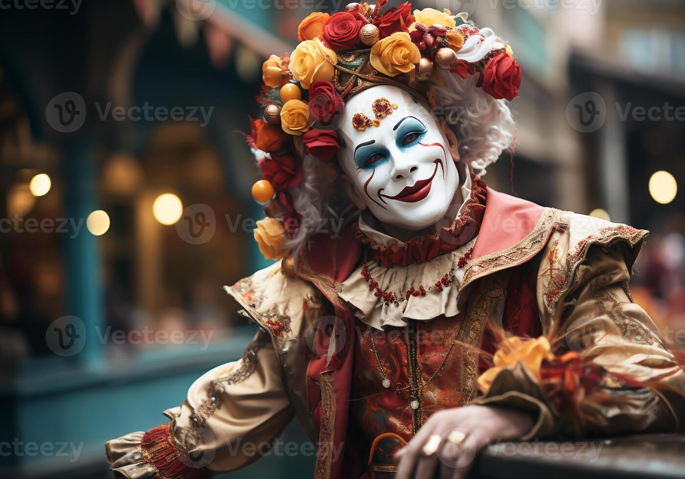 ai generado veneciano carnaval mascarilla. tradicion y glamour foto