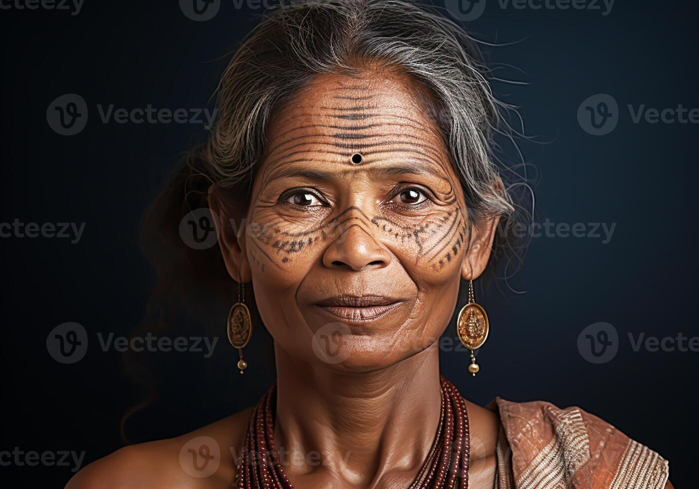 AI generated Elderly Indian woman. Woman's Day. Tradition and culture. photo