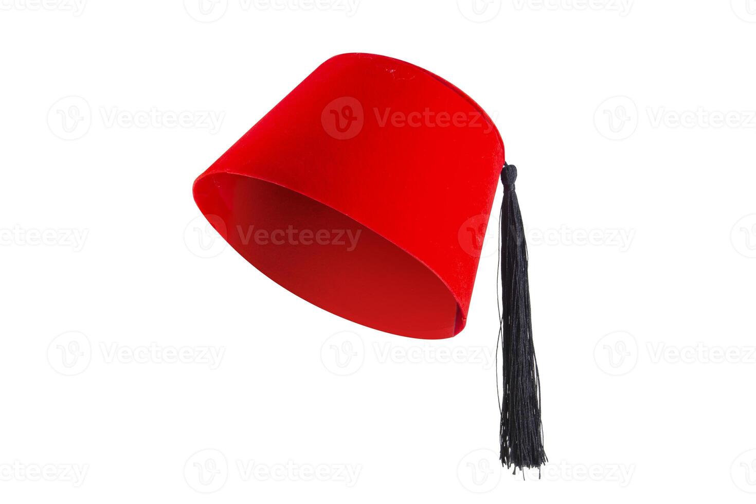 Red hat fez isolated on white background photo