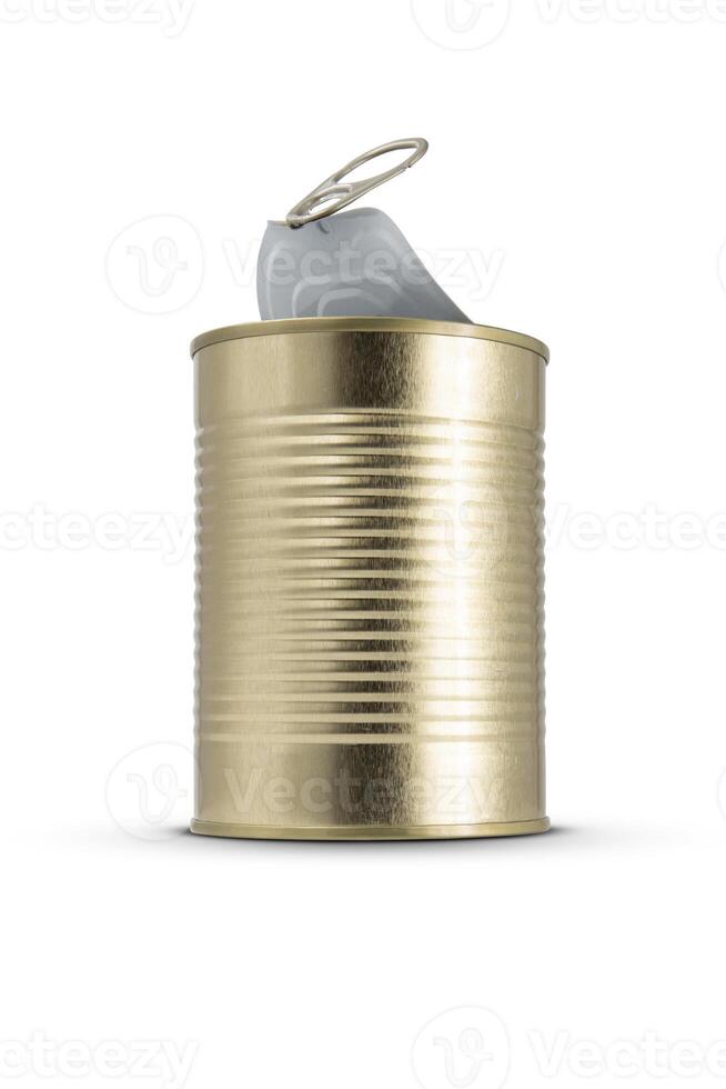 Tin can isolated on white background photo