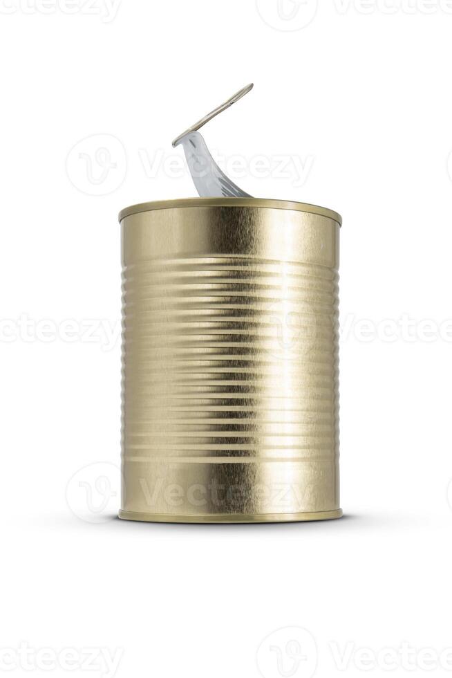 Tin can isolated on white background photo