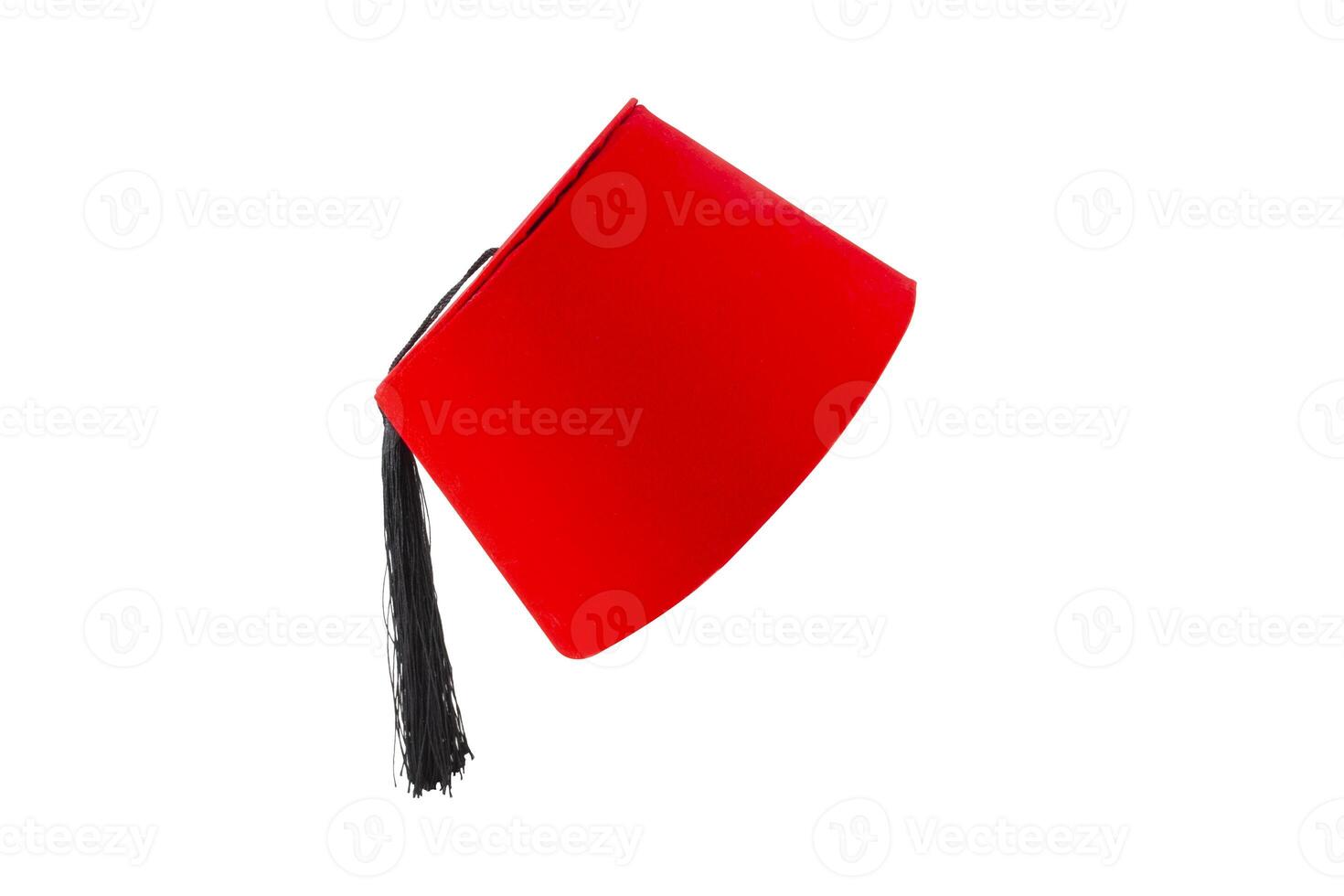 Red hat fez isolated on white background photo