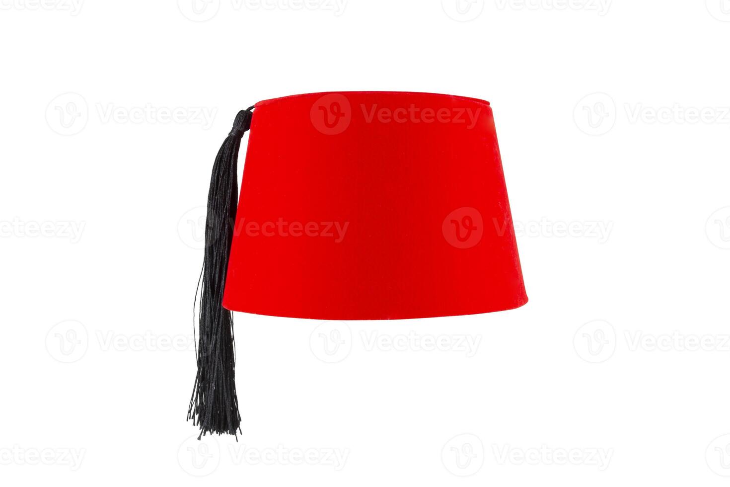 Red hat fez isolated on white background photo