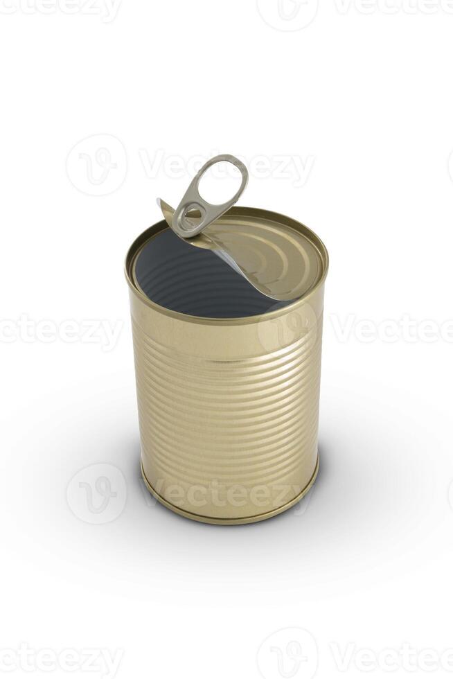 Tin can isolated on white background photo