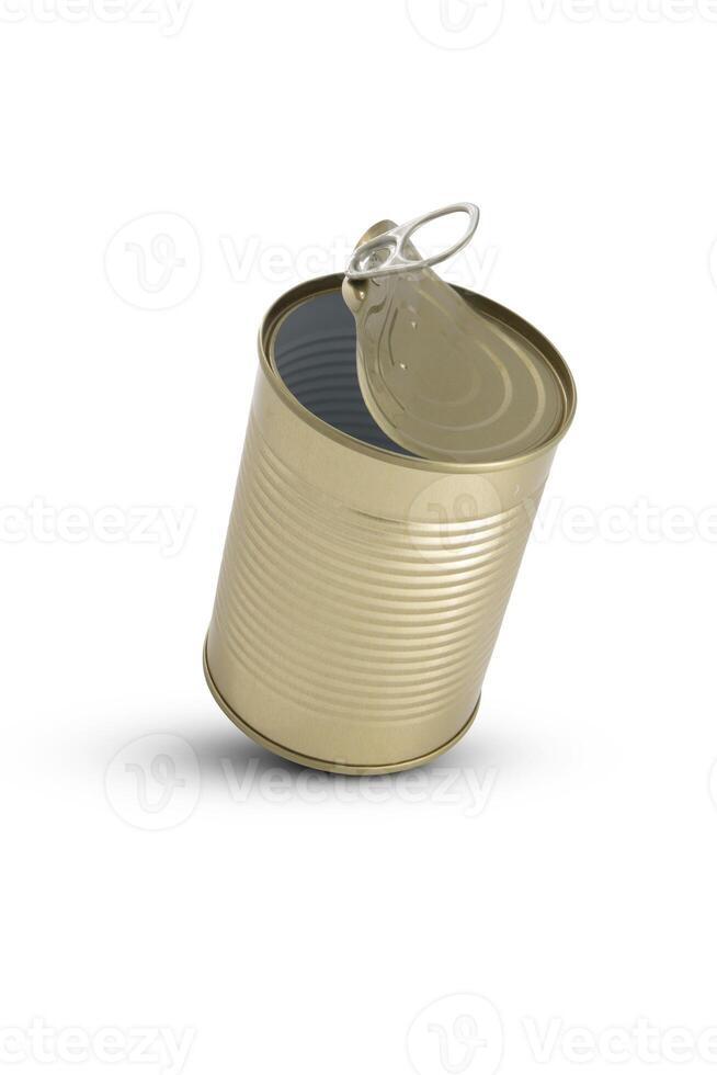 Tin can isolated on white background photo