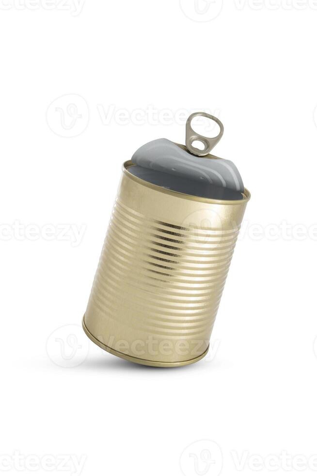 Tin can isolated on white background photo