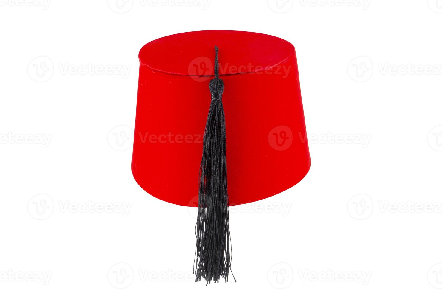 Red hat fez isolated on white background photo