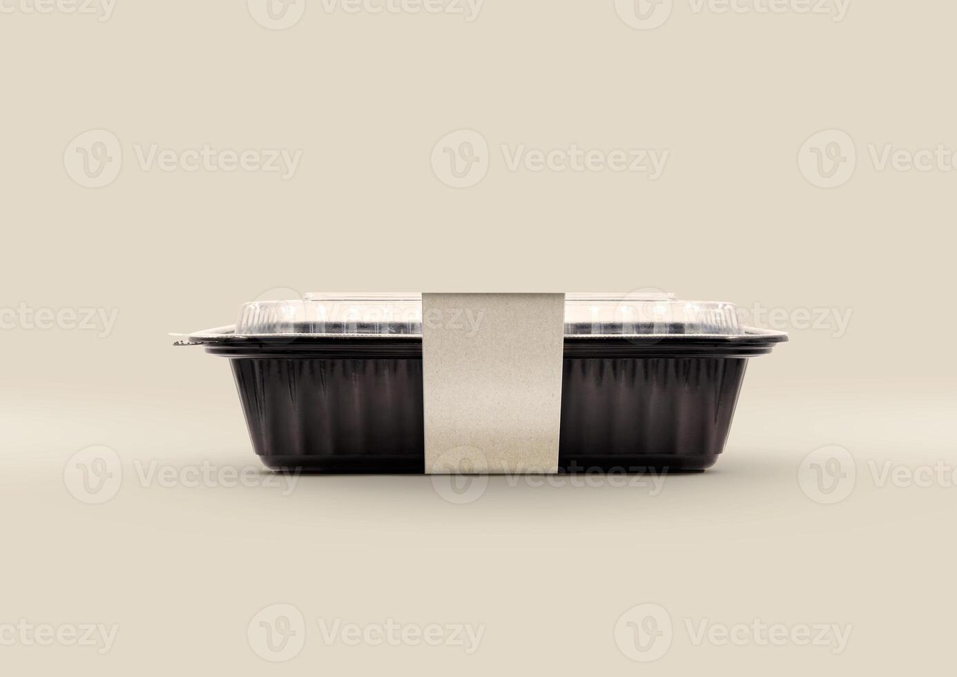 Plastic Food Packaging Tray With Clear Plastic Cover mockup photo