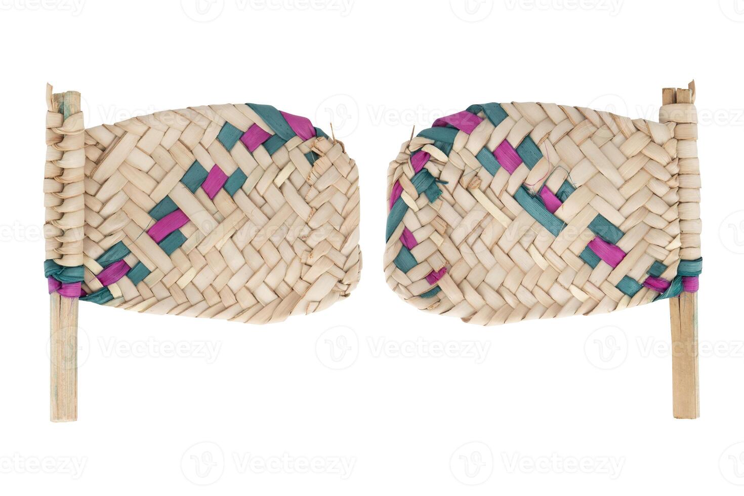 Rattan Fan - bamboo wicker isolated on white background photo