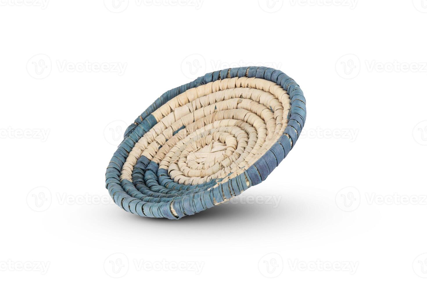 Rattan cup and coaster - bamboo wicker isolated on white background photo