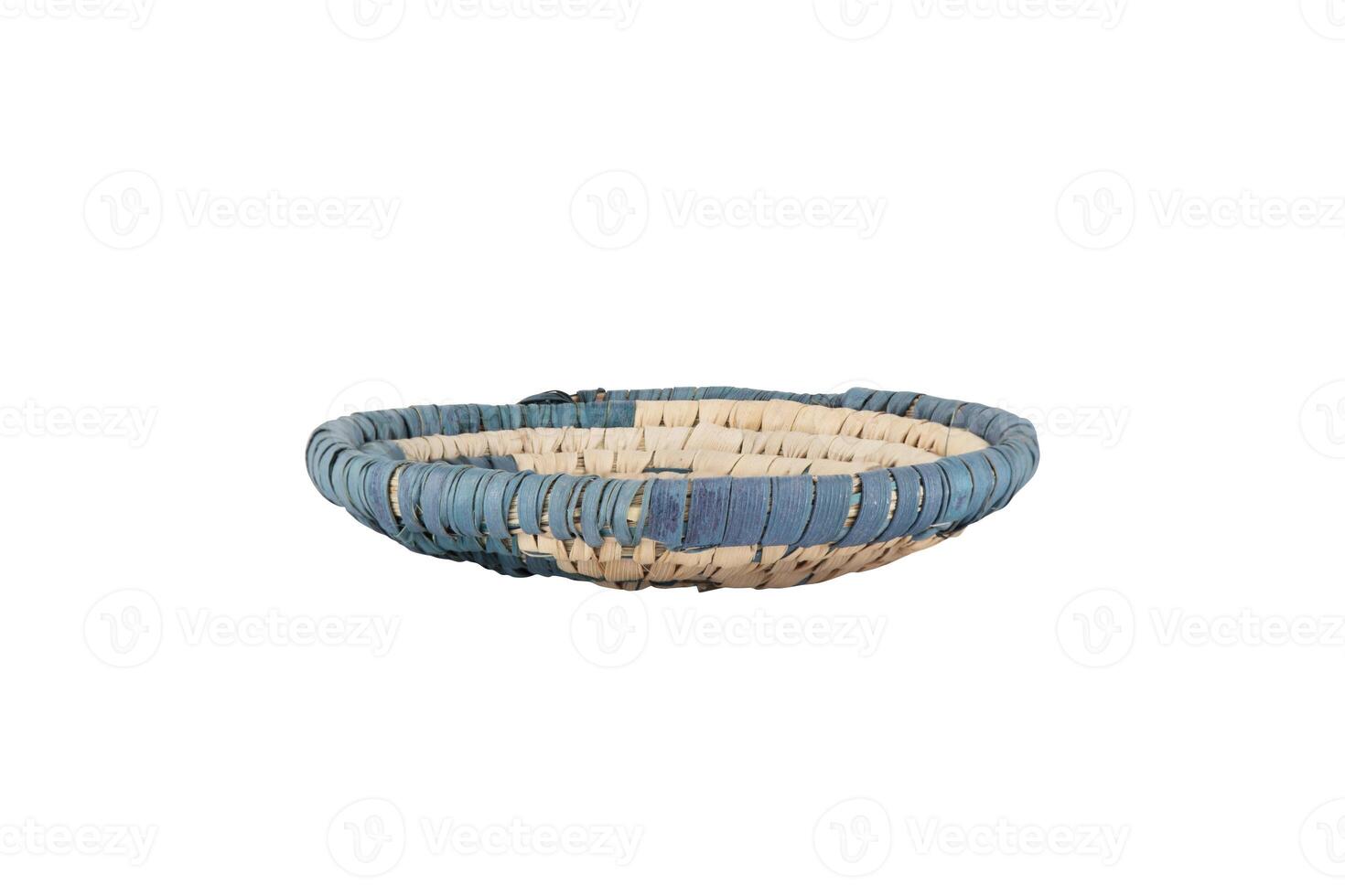 Rattan cup and coaster - bamboo wicker isolated on white background photo