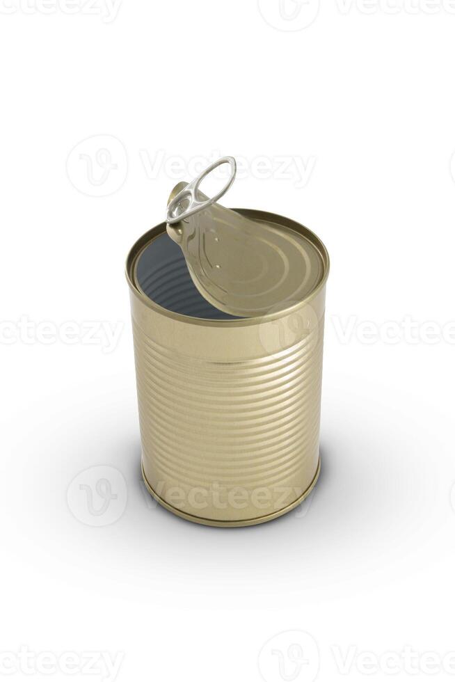 Tin can isolated on white background photo