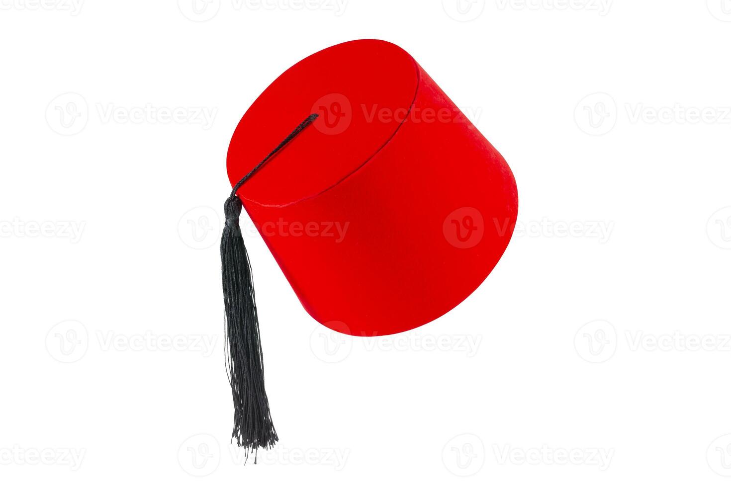 Red hat fez isolated on white background photo