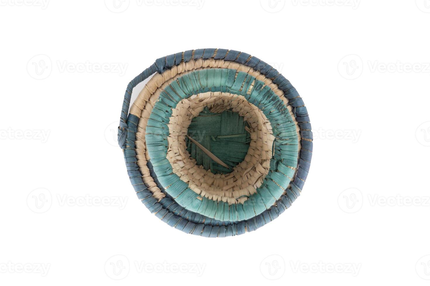 Rattan cup and coaster - bamboo wicker isolated on white background photo