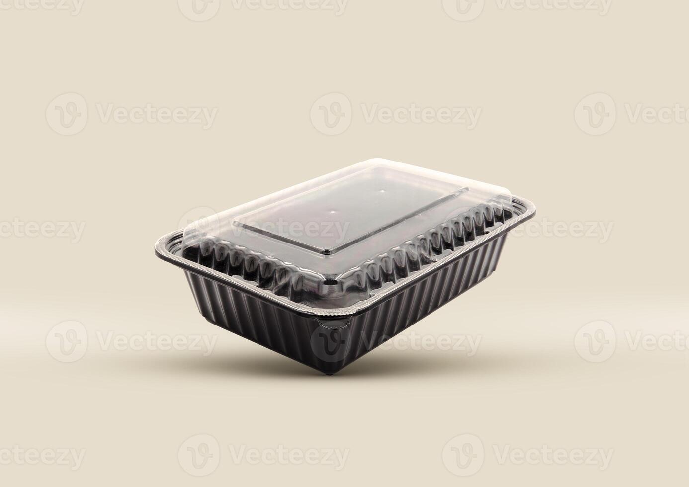 Plastic Food Packaging Tray With Clear Plastic Cover mockup photo