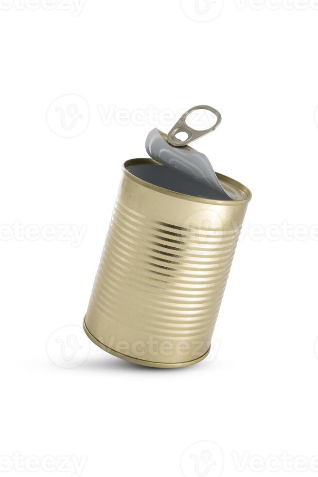 Tin can isolated on white background photo