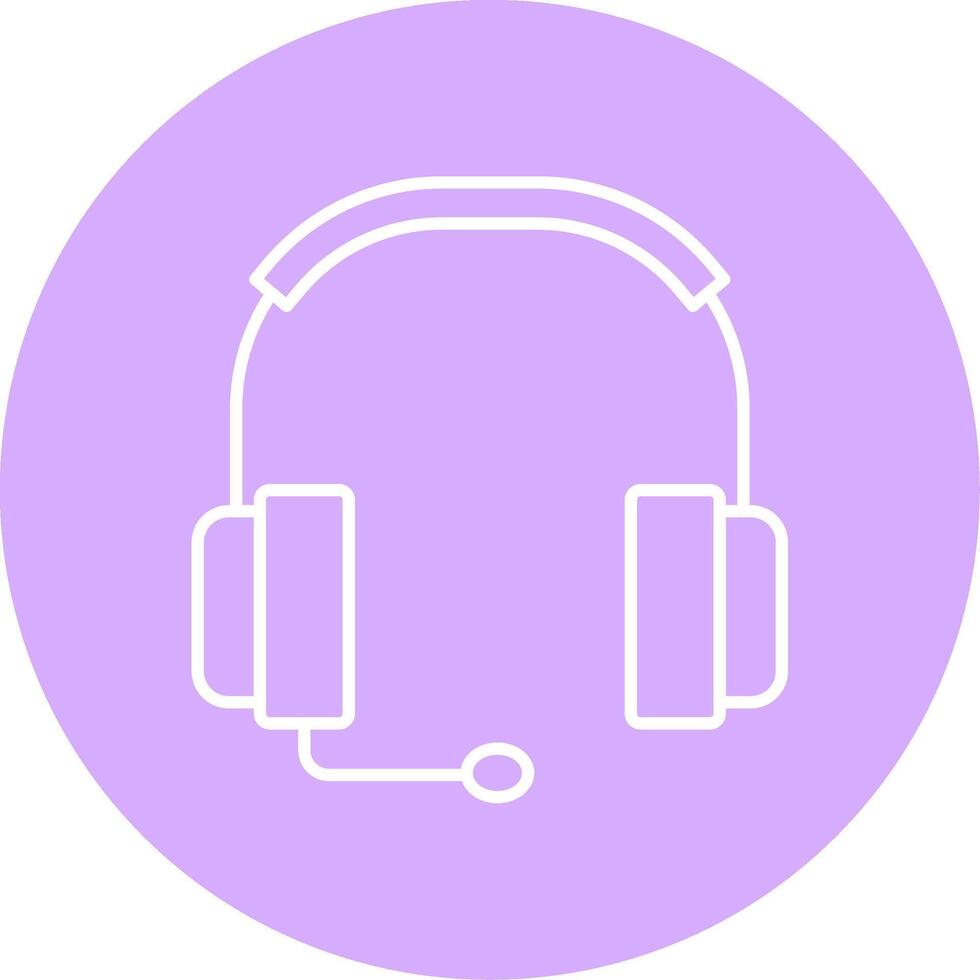 auriculares línea multicírculo icono vector