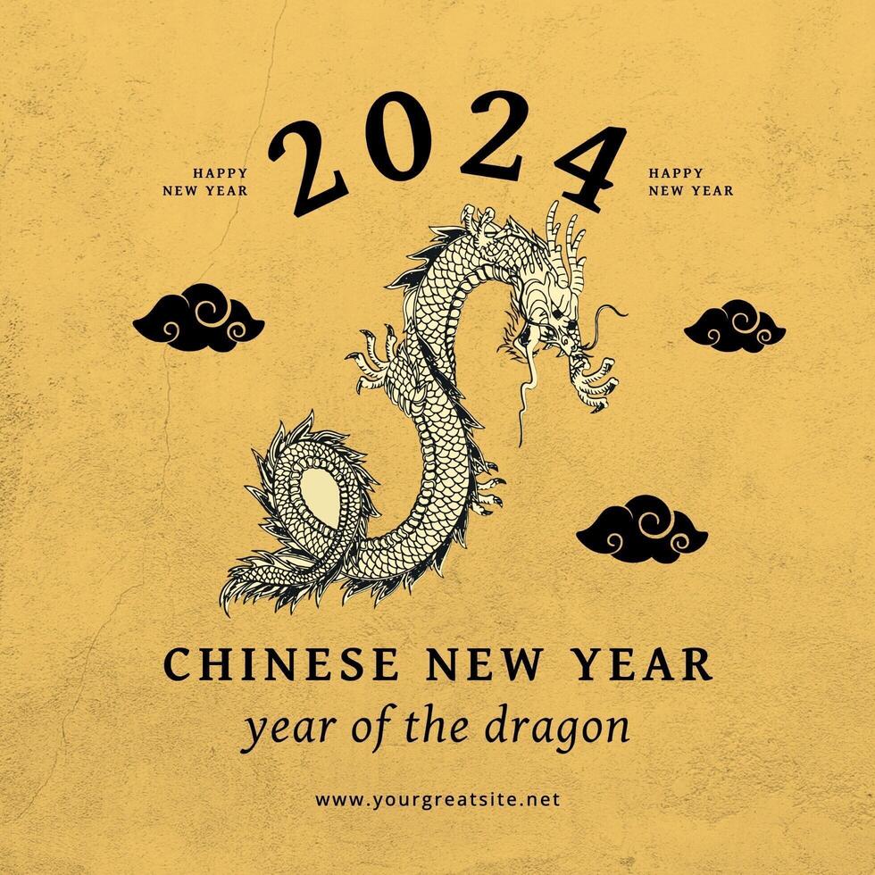 yellow chinese new year social media post template