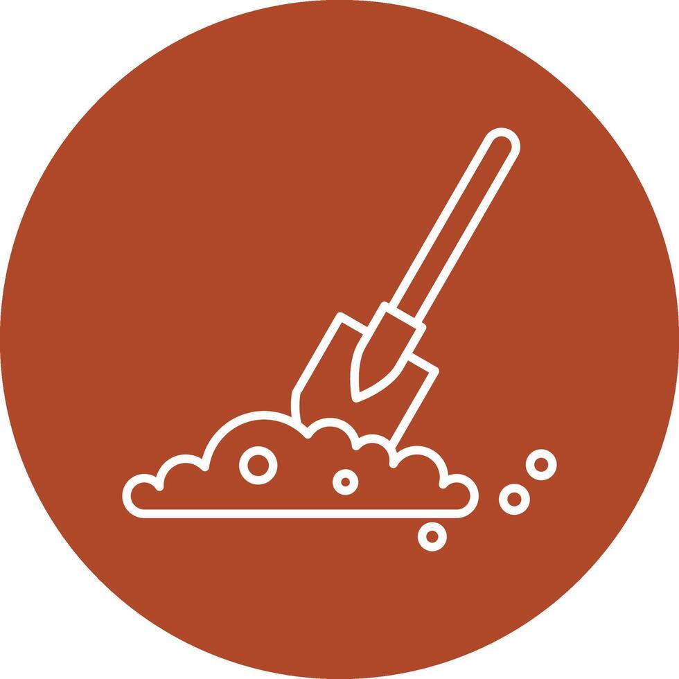 Shovel In Soil Line Multicircle Icon vector