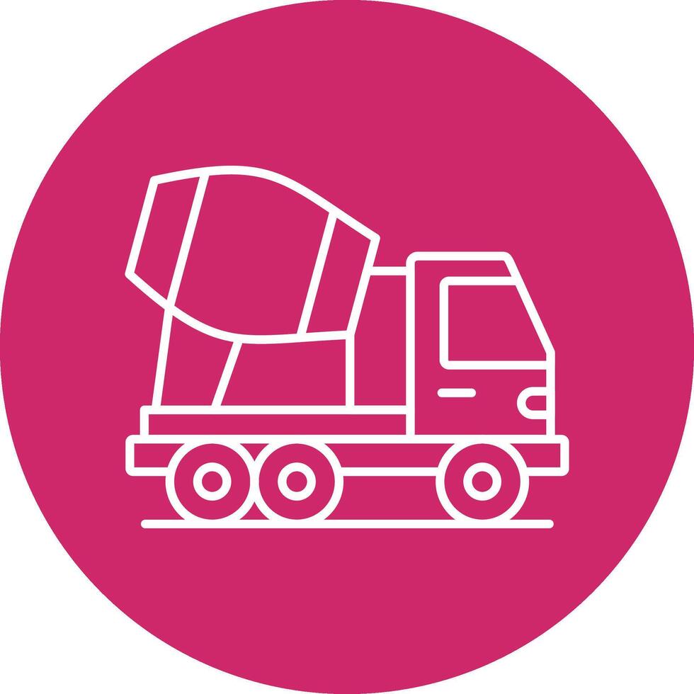 Concrete Mixer Truck Line Multicircle Icon vector