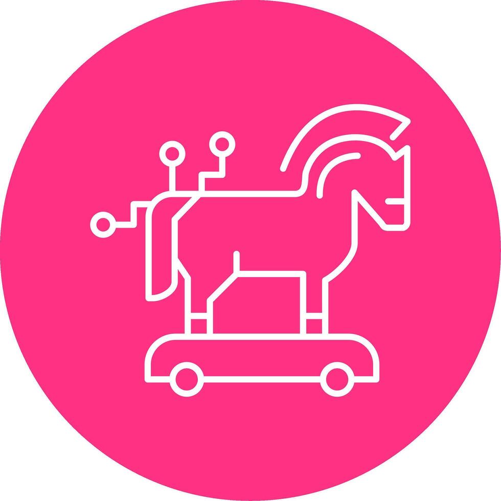 troyano caballo línea multicírculo icono vector