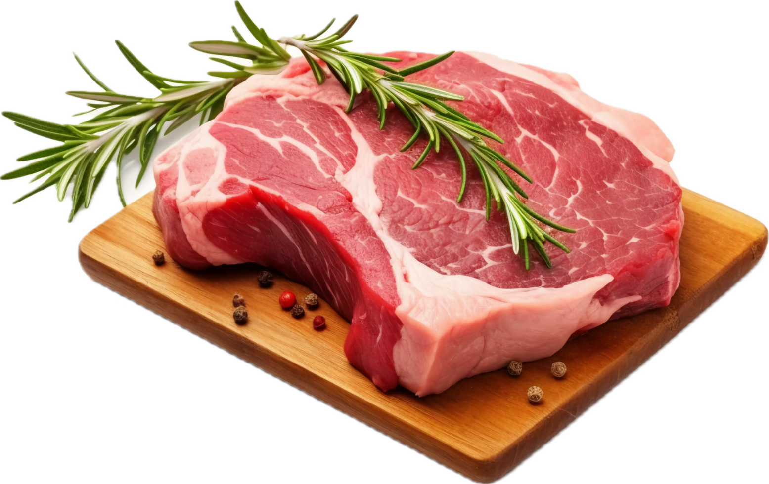 AI generated fresh raw meat with rosemary and spices png