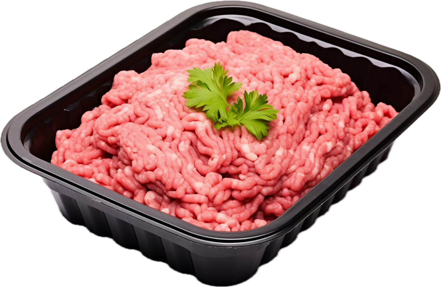 AI generated raw minced meat in a black plastic png
